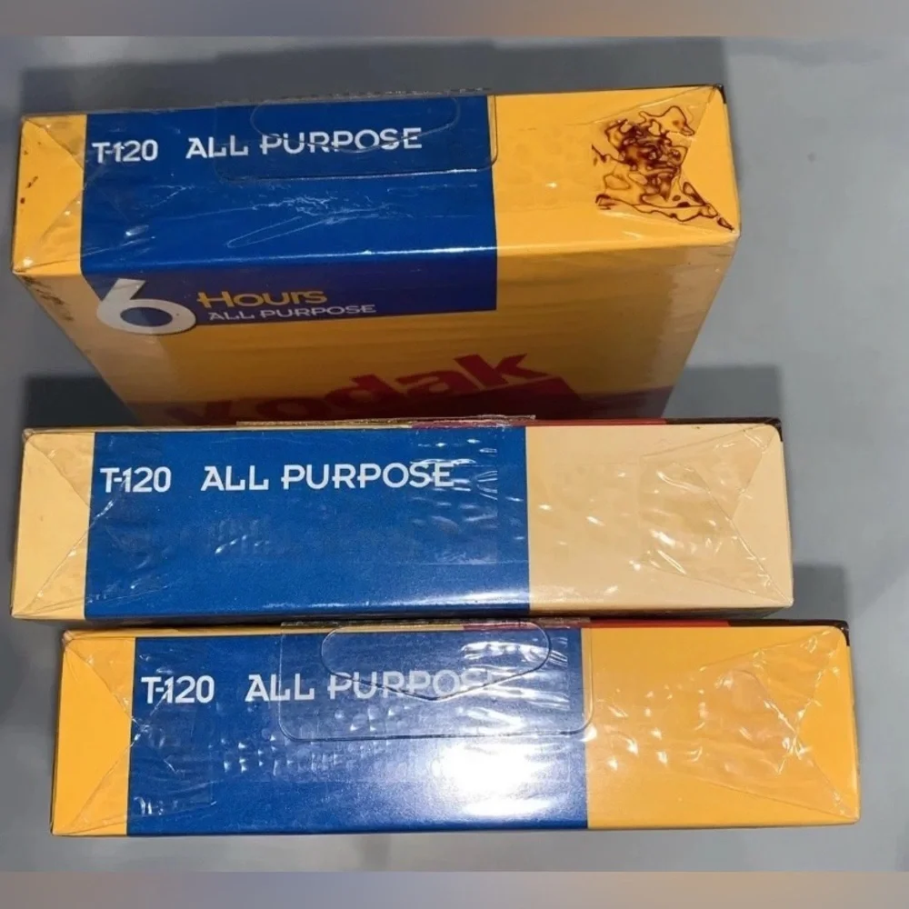3 New In Package T-120 High Grade Blank Kodak VHS Video Tapes